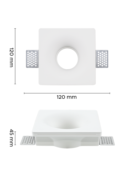 Portalámparas Escayola Retráctil GS-5011 Cuadrado Blanco Empotrable GU10 Attack