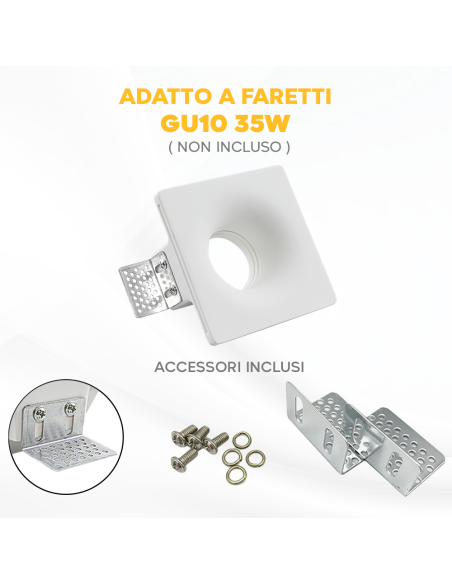 Portalámparas Escayola Retráctil GS-5011 Cuadrado Blanco Empotrable GU10 Attack