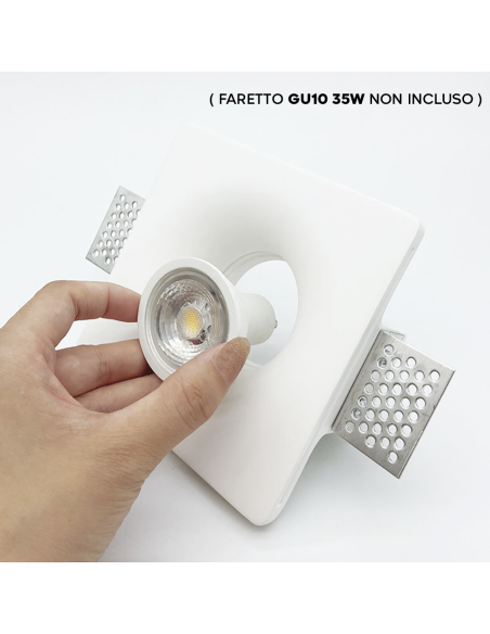 Portalámparas Escayola Retráctil GS-5011 Cuadrado Blanco Empotrable GU10 Attack