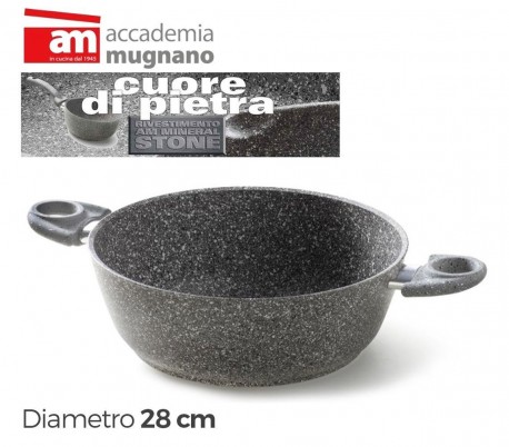 Cacerolade 24cm y dos mangos antiadherente y revestimiento con efecto piedra - Accademia Mugnano CUORE DI PIETRA