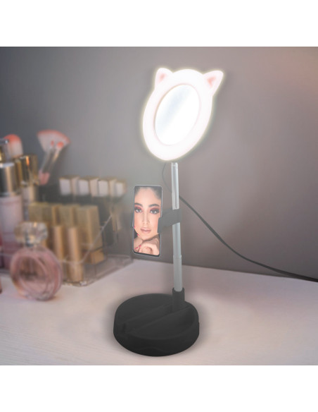 Espejo iluminado para Smartphone con Anillo de Luz LED Multiusos