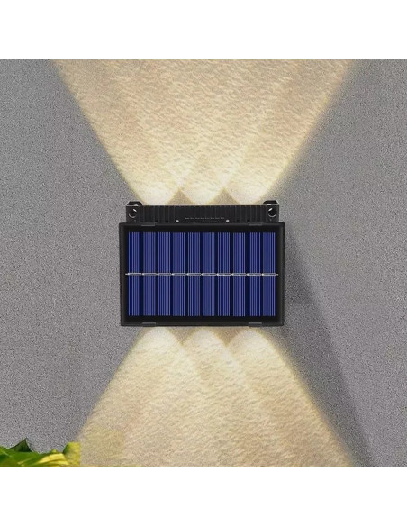 Lámpara de pared 6 LED con panel solar 7W Luz cálida Sensor de movimiento