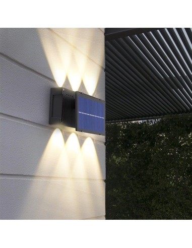 Lámpara de pared 6 LED con panel solar 7W Luz...