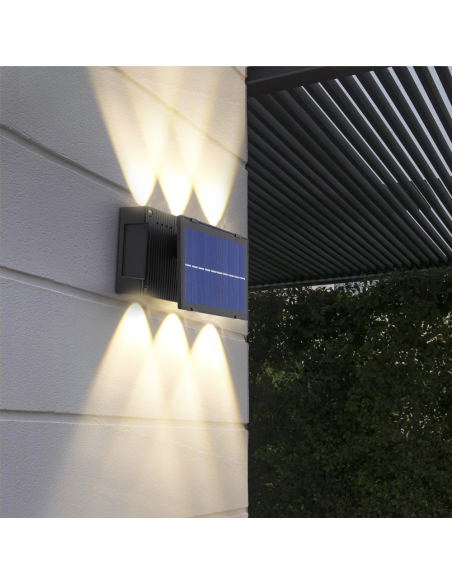 Lámpara de pared 6 LED con panel solar 7W Luz cálida Sensor de movimiento
