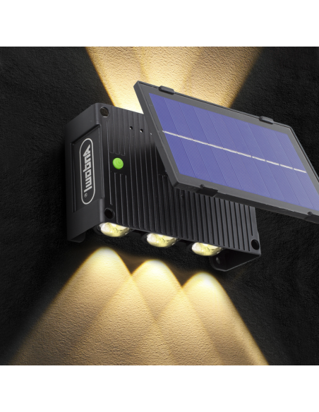 Lámpara de pared 6 LED con panel solar 7W Luz cálida Sensor de movimiento