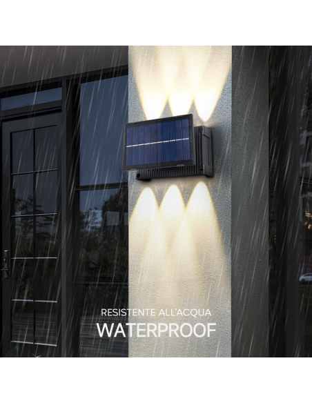 Lámpara de pared 6 LED con panel solar 7W Luz cálida Sensor de movimiento