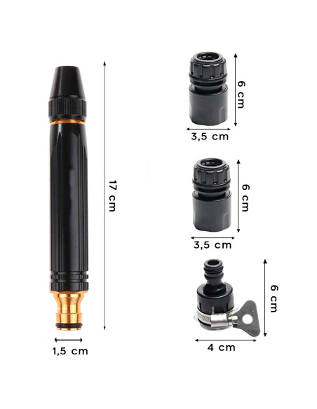 Lanza de manguera lavado de coches Pistola de metal pulverizador de agua