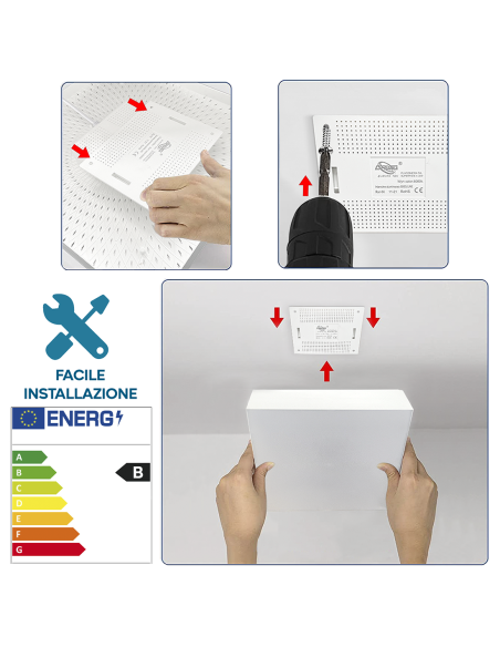 Plafón LED 12W Luz Blanca 6000K forma Cuadrada Lámpara Slim para Interior
