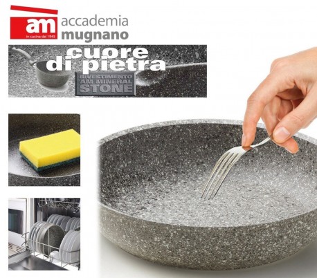 Cacerolade 28cm y dos mangos antiadherente y revestimiento con efecto piedra - Accademia Mugnano CUORE DI PIETRA