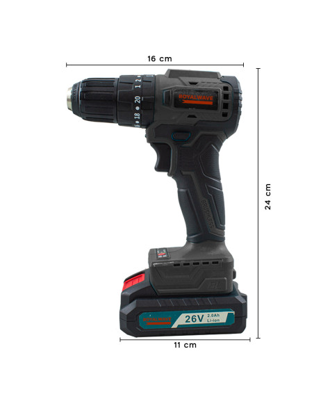 Atornillador Taladro Inalámbrico de Doble Batería con Percusión 26V y Maletín