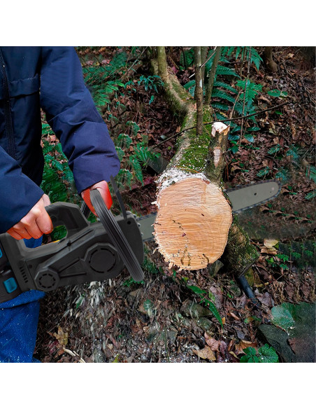 Motosierra Inalámbrica de Doble Batería 21V Recargable Hoja de Acero de 45 cm