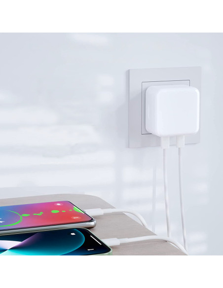 Adaptador de cargador de doble carga para smartphone con toma USB-C+C de 35W