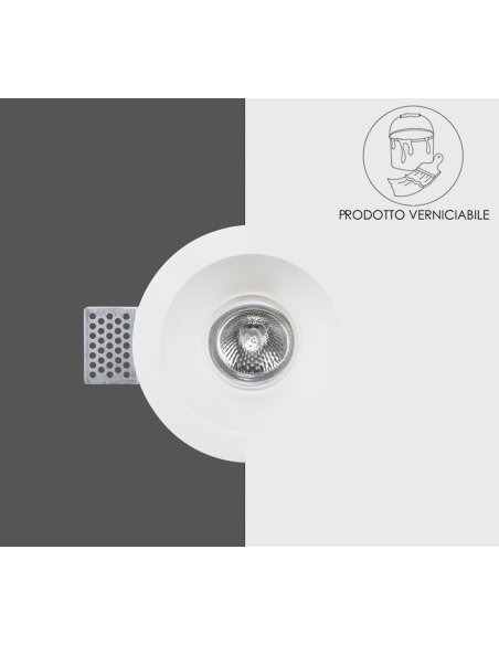 Portalámparas empotrable de yeso GS-5007 redondo blanco con conexión GU10