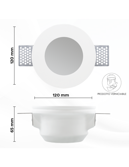 Portalámparas empotrable de yeso GS-5002 cuadrado blanco con conexión GU10