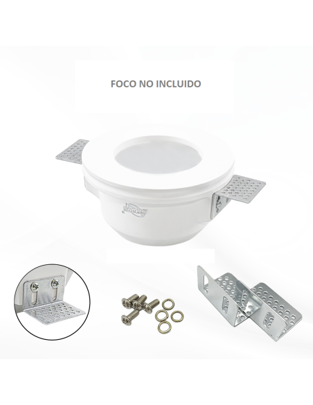 Portalámparas empotrable de yeso GS-5002 cuadrado blanco con conexión GU10