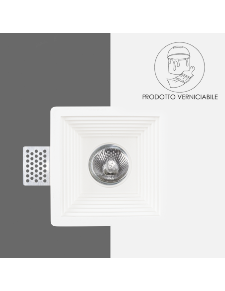 Portalámparas empotrable de yeso GS-5004 cuadrado blanco con conexión GU10