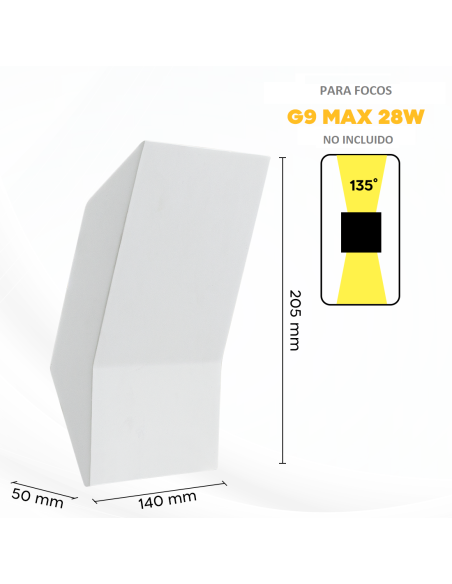 Aplique de yeso para pared GS-5033 con diseño pintable y conexión G9 LED.