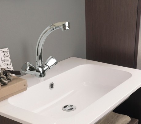 Grifo mezclador de cocina y baño de caño alto con doble mando (22 cm) 70605