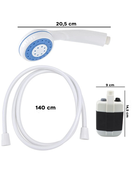 Ducha portátil recargable con manguera flexible para camping o jardín