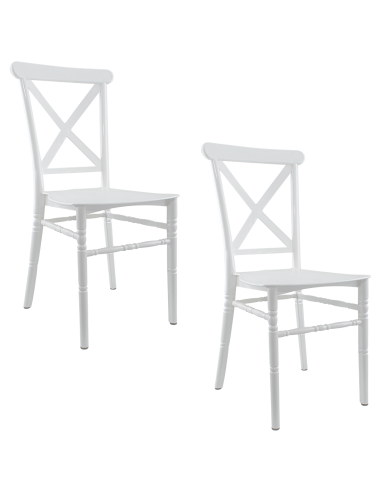 Set de 2 sillas Sidney blancas de polipropileno, vintage, catering y eventos