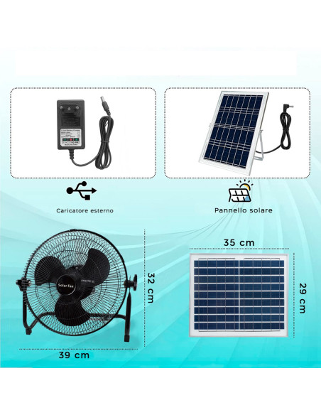 Ventilador Portátil Recargable Solar Inalámbrico de Mesa/Pared para Camping