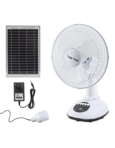 Ventilador Portátil c/ luz Emergencia Carga Solar Ideal Camping