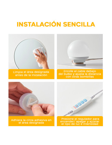 Juego de 6 Luces LED Regulables para Espejo de...