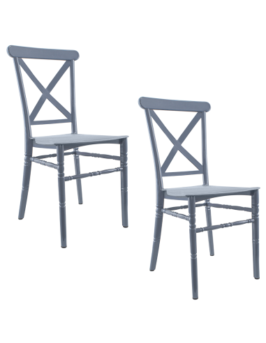 Set de 2 sillas Sidney Gris en polipropileno vintage, para catering y eventos