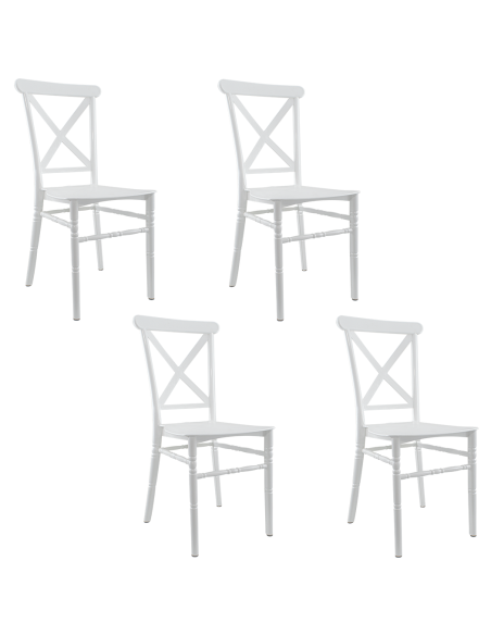 Set de 4 sillas Sidney blancas de polipropileno, vintage, catering y eventos.
