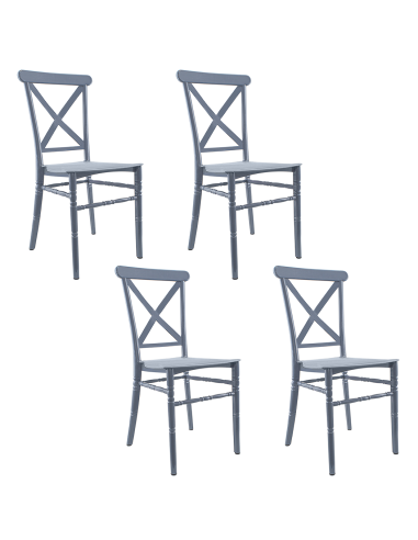 Set de 4 sillas Sidney Gris en polipropileno vintage, para catering y eventos