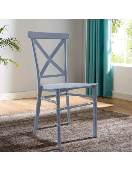 Set de 6 sillas Sidney Gris en polipropileno vintage, para catering y eventos