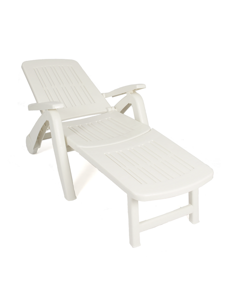 Tumbona Cancún con ruedas, material polirratán, plegable, 72x190x60cm.