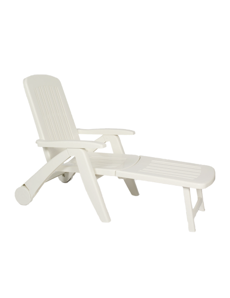 Tumbona Cancún con ruedas, material polirratán, plegable, 72x190x60cm.