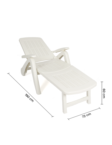 Tumbona Cancún con ruedas, material polirratán, plegable, 72x190x60cm.