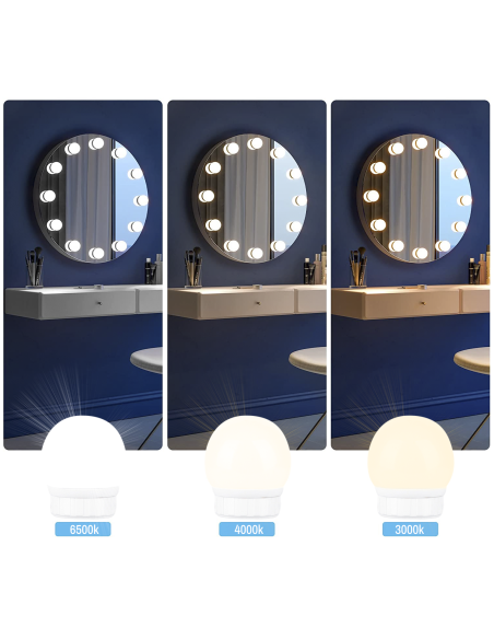 Set de 10 bombillas LED para tocador con regulador de intensidad y cable USB