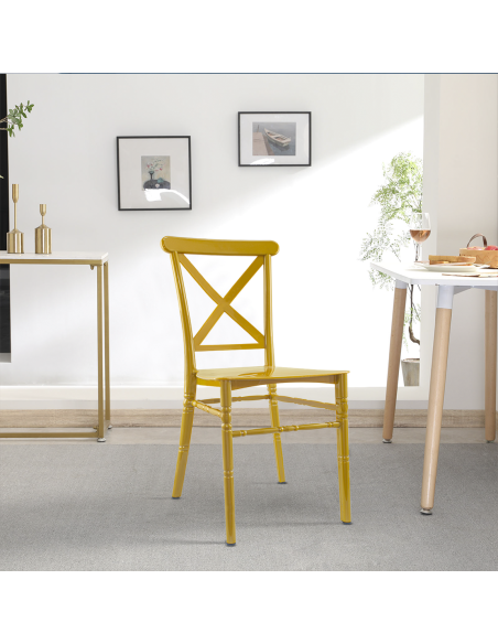 Set 6 Sillas Sidney Mostaza de polipropileno Vintage ideales Catering y Eventos