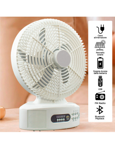 Ventilador de mesa de energía solar recargable...