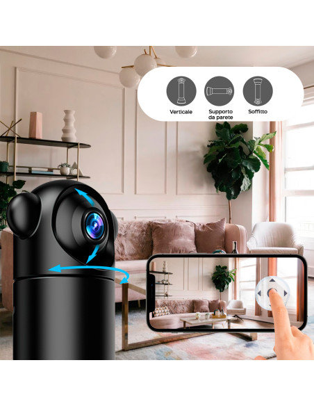 Mini Cámara Rotación de 180° Q-Sx82 Wi-Fi Inalámbrico 1080p 4K Visión nocturna