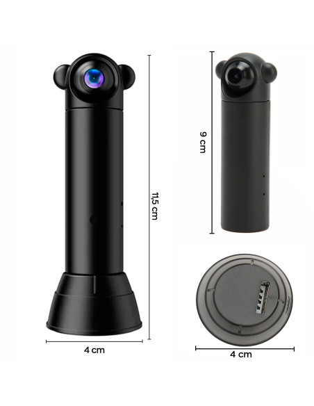 Mini Cámara Rotación de 180° Q-Sx82 Wi-Fi Inalámbrico 1080p 4K Visión nocturna