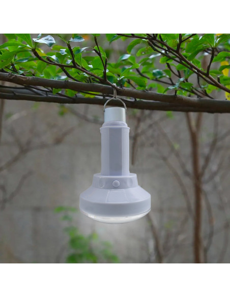 Lámpara LED portátil Antorcha de carga solar bombilla para acampar con gancho