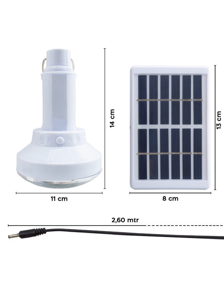 Lámpara LED portátil Antorcha de carga solar bombilla para acampar con gancho