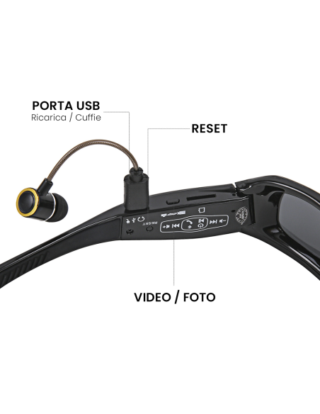 Gafas de sol Bluetooth con cámara polarizada grabación de fotos o video 4K