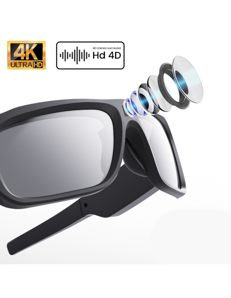 Gafas de sol Bluetooth con cámara polarizada grabación de fotos o video 4K