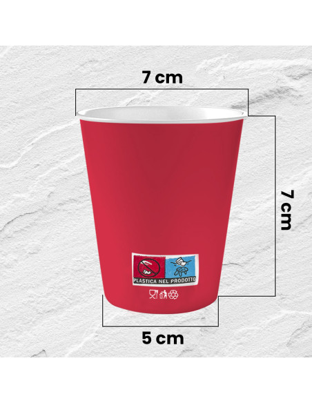 Pack 50pcs vasos carton Rojo 180ml desechables Biodegradables y compostables