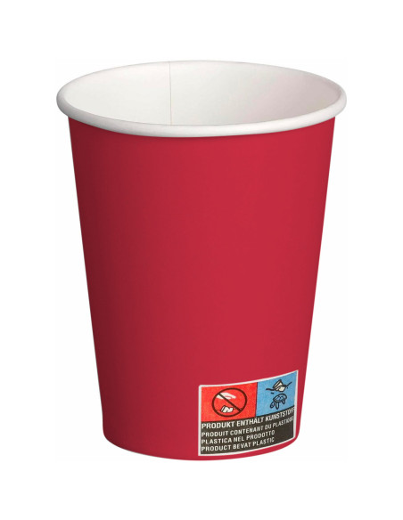 Pack 150pcs Vasos carton Rojo 180ml desechables Biodegradables y Compostables