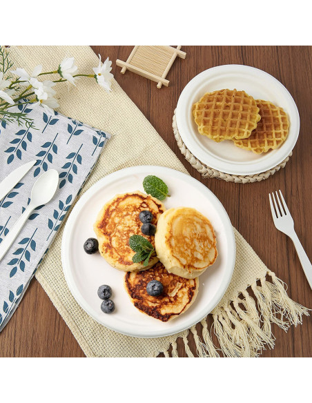 Pack 60 Platos de papel 23cm desechables Biodegradables Ecológicos Compostables