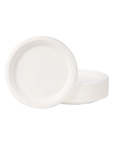 Pack 60 Platos de papel 23cm desechables Biodegradables Ecológicos Compostables