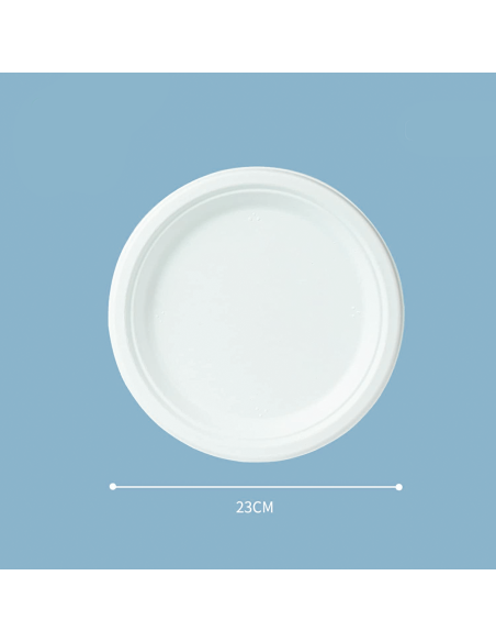 Pack 100 Platos de papel 23cm desechables Biodegradables Ecológicos Compostables