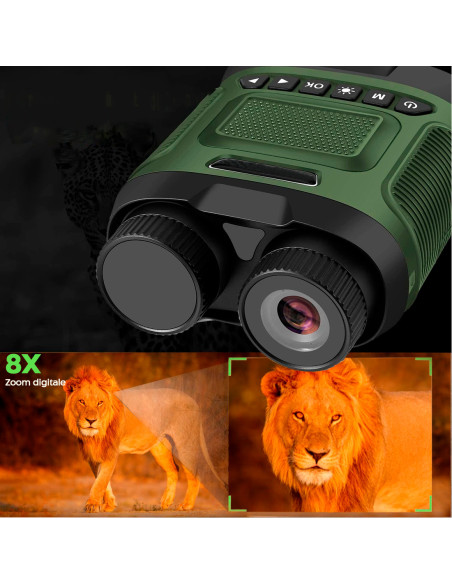 Prismáticos pantalla 3" visión nocturna zoom digital 8x comp. con fotos y videos