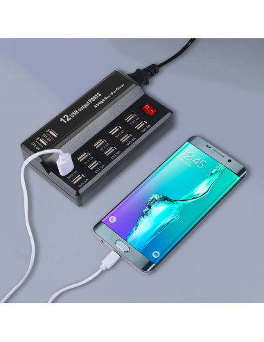 Estación de carga 12 puertos USB 60W Q-CD10P...